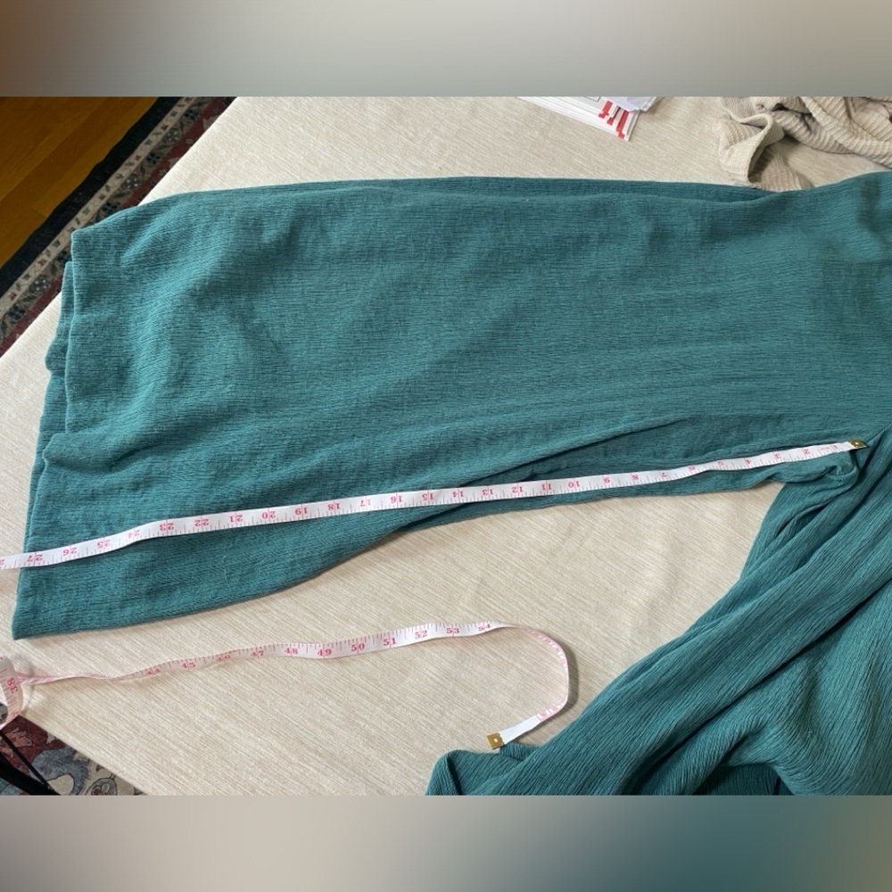 Anthropologie Bionda Plisse Wide Leg Jumpsuit Size XL Turquoise - Picture 12 of 13